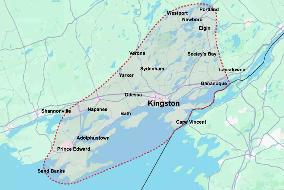 A boundary map indicating the area from which funding applications are accepted